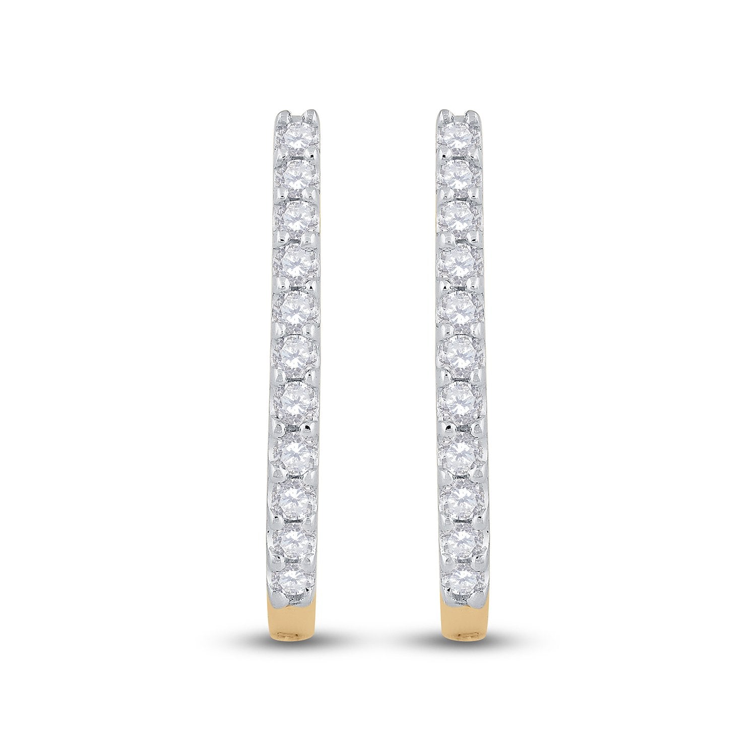 14kt Yellow Gold Womens Round Diamond Hoop Earrings 1/4 Cttw