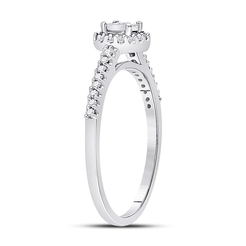 10kt White Gold Womens Round Diamond Solitaire Promise Ring 1/4 Cttw
