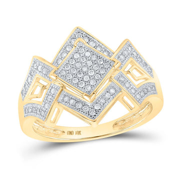 10kt Yellow Gold Womens Round Diamond Offset Square Ring 1/4 Cttw