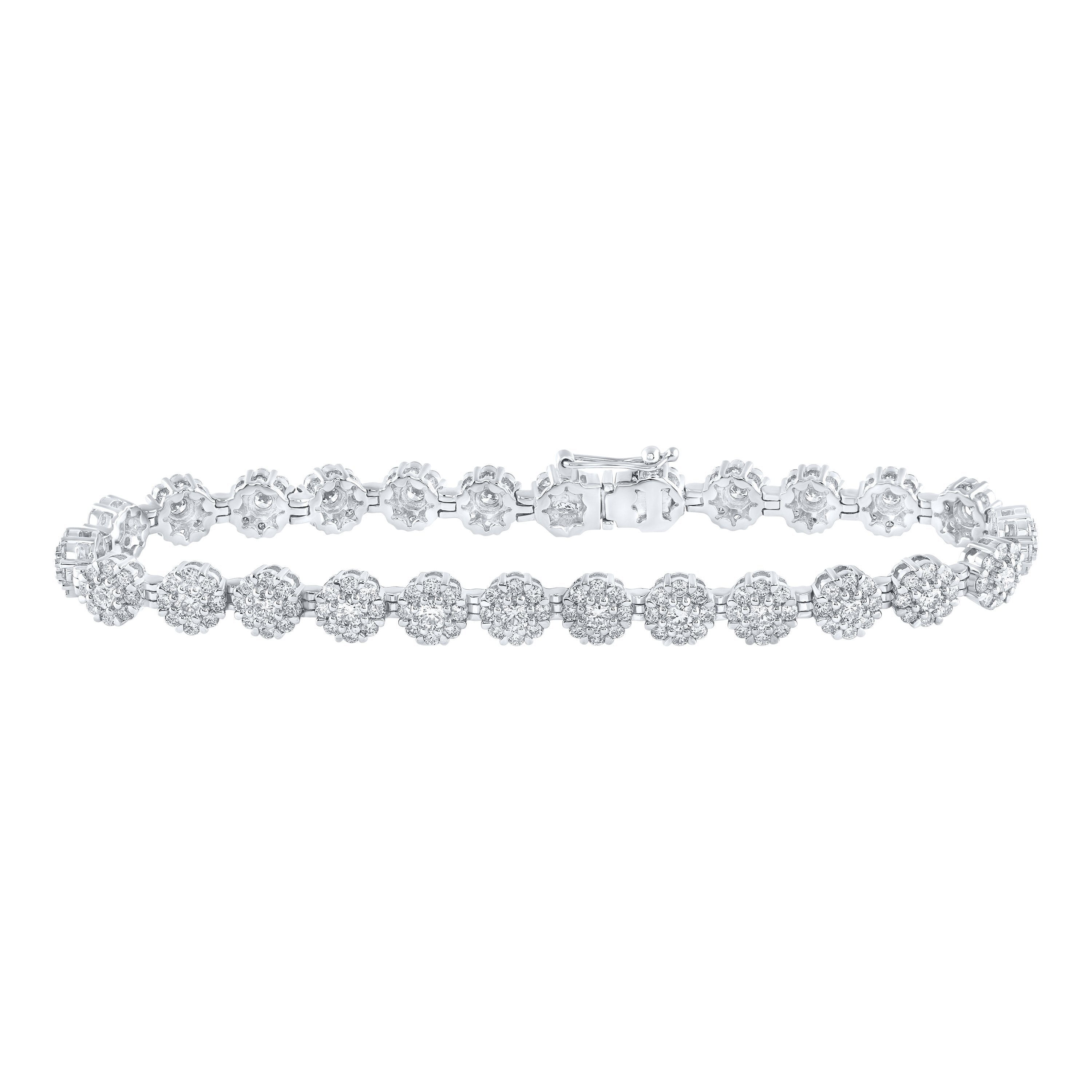 10kt White Gold Womens Round Diamond Fashion Bracelet 4-3/4 Cttw