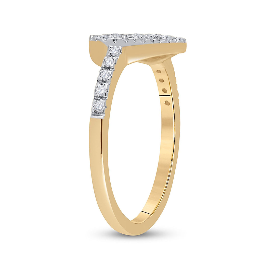 10kt Yellow Gold Womens Round Diamond Heart Ring 1/5 Cttw
