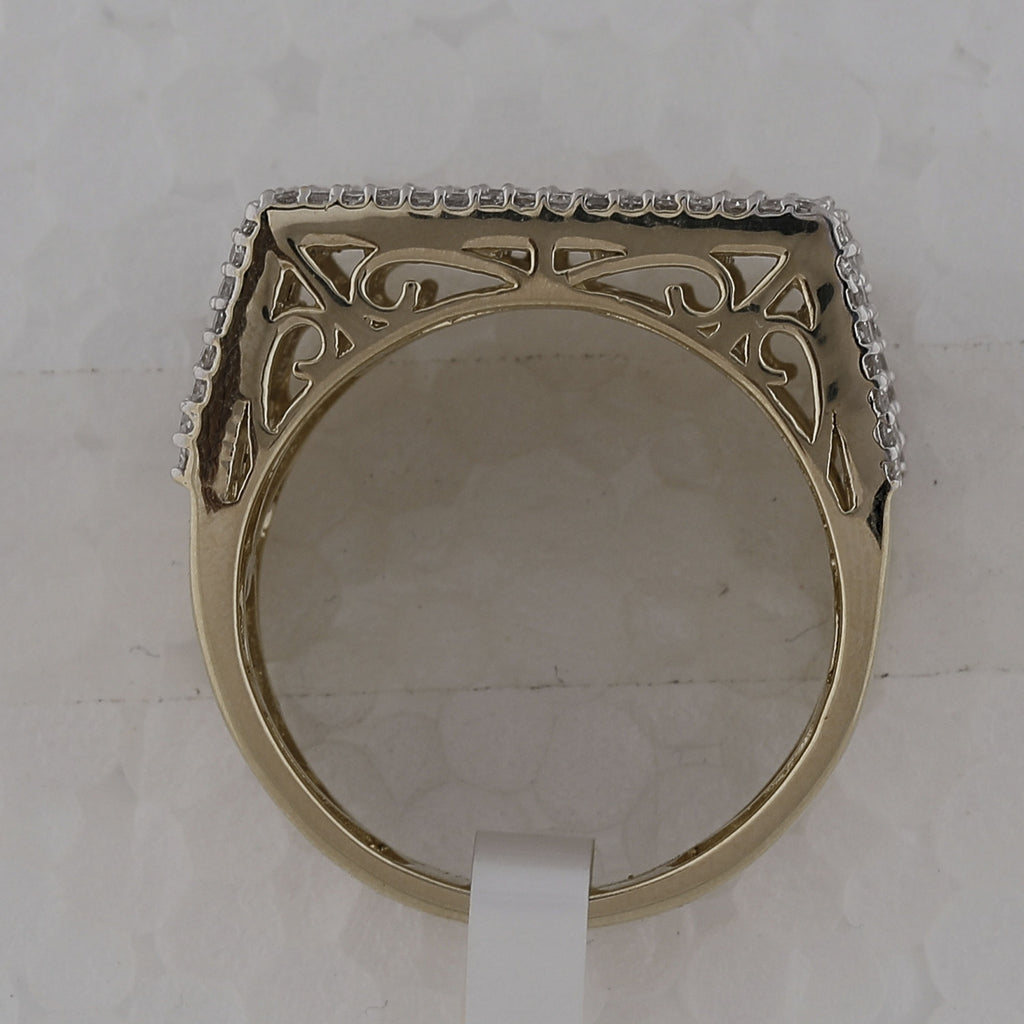 10kt Yellow Gold Mens Baguette Diamond Flat Top Fashion Ring 3 Cttw