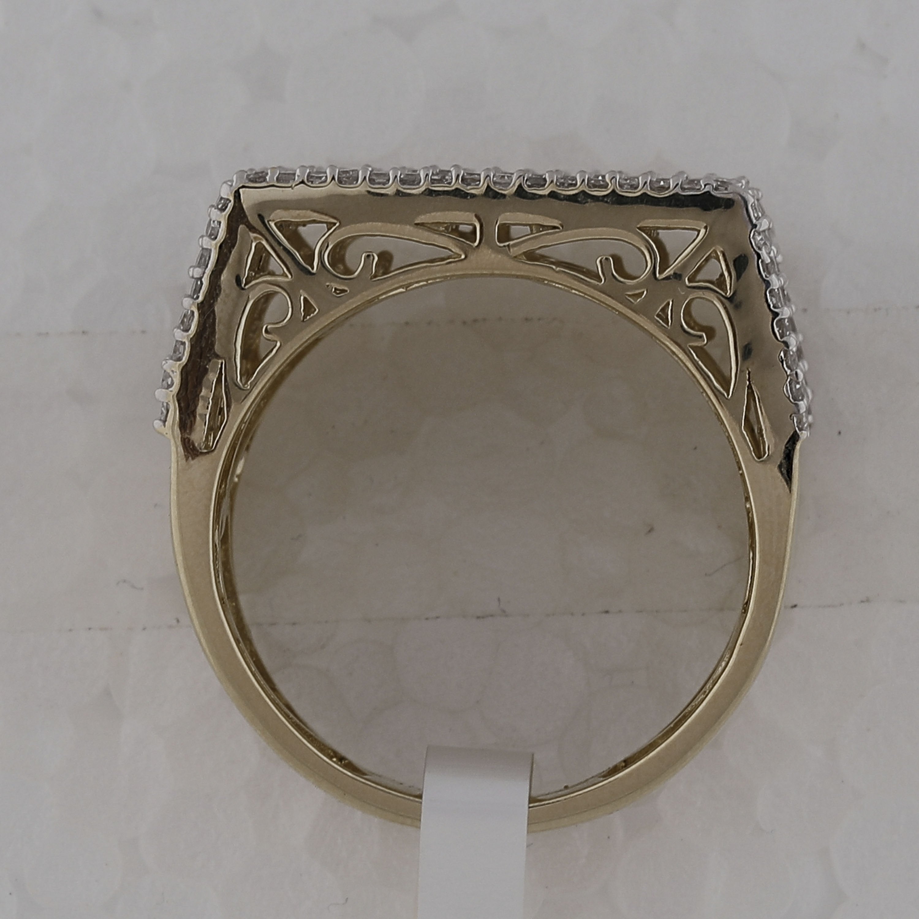 10kt Yellow Gold Mens Baguette Diamond Flat Top Fashion Ring 3 Cttw