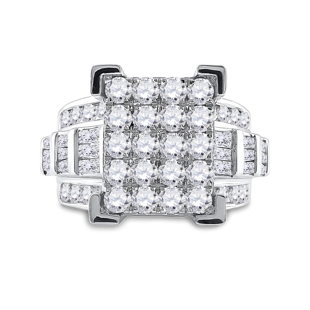 10kt White Gold Round Diamond Cluster Bridal Wedding Engagement Ring 3 Cttw