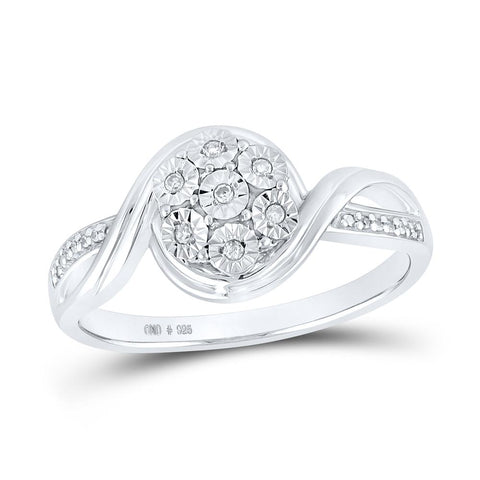 Sterling Silver Womens Round Diamond Cluster Ring 1/20 Cttw
