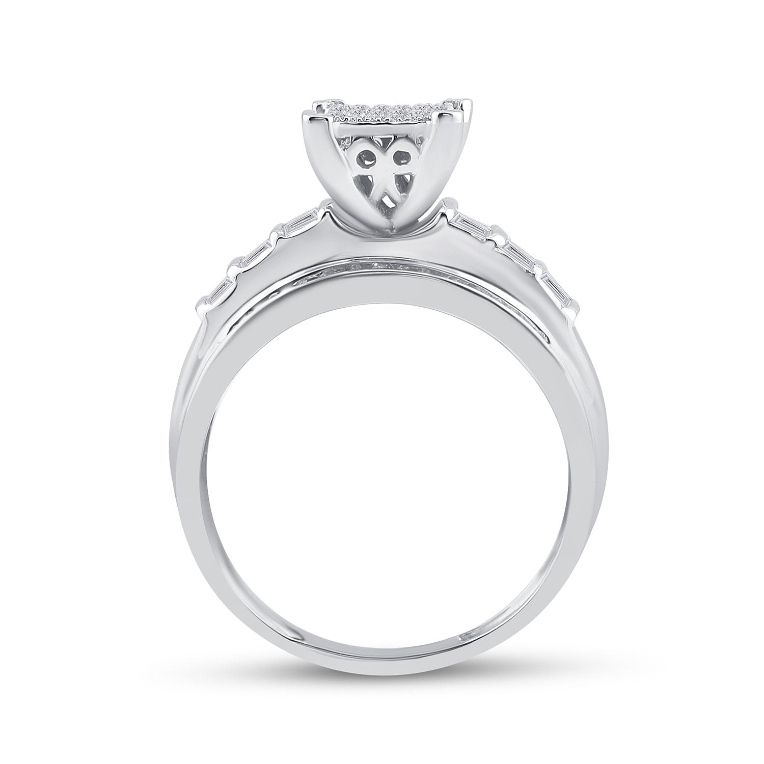 Sterling Silver Round Diamond Cluster Bridal Wedding Engagement Ring 5/8 Cttw