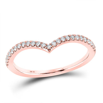 10kt Rose Gold Womens Round Diamond Chevron Stackable Band Ring 1/5 Cttw