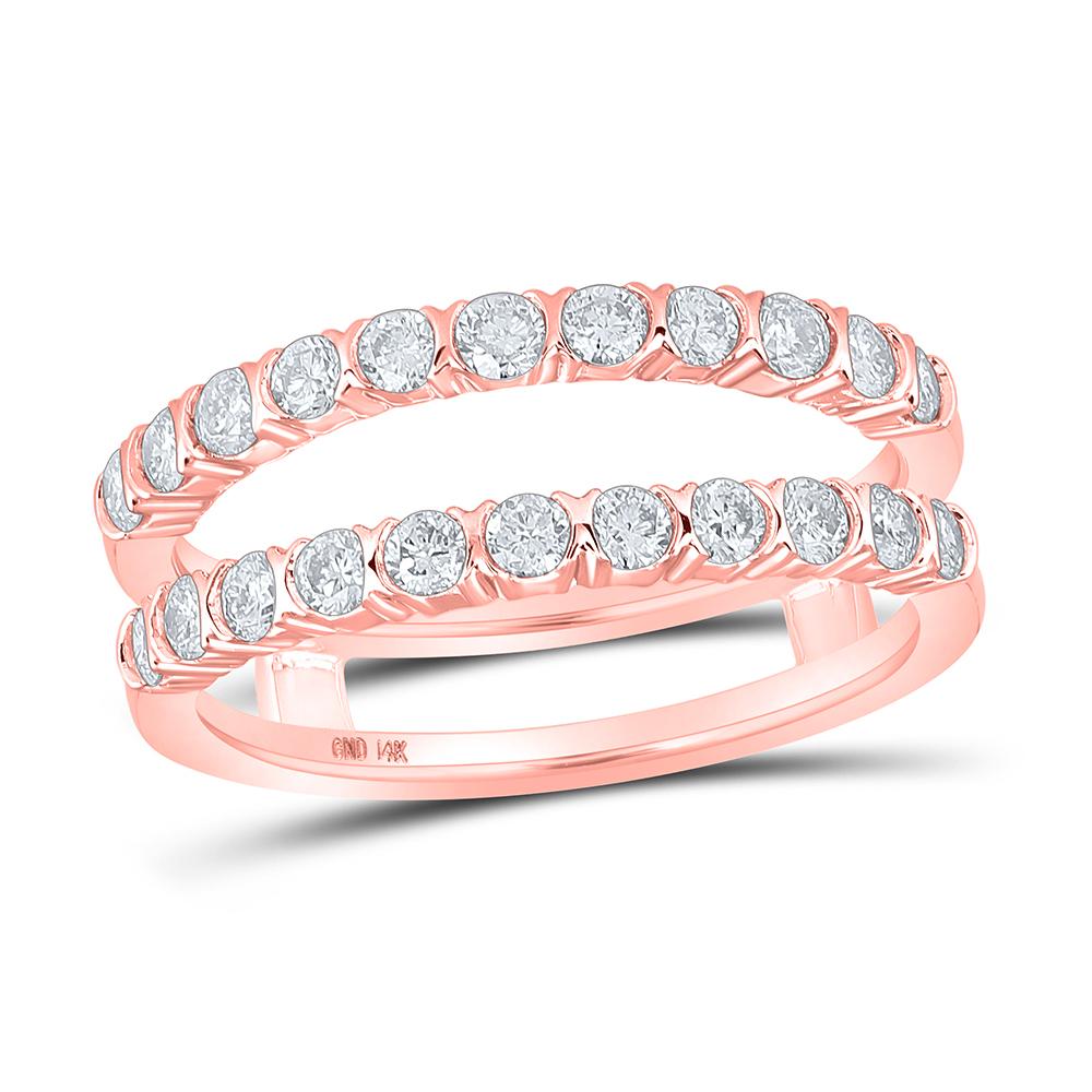 14kt Rose Gold Womens Round Diamond Wrap Enhancer Wedding Band 7/8 Cttw