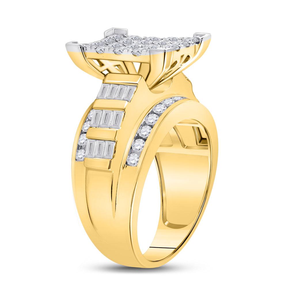 10kt Yellow Gold Round Diamond Cluster Bridal Wedding Engagement Ring 2 Cttw