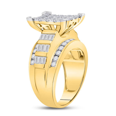 10kt Yellow Gold Round Diamond Cluster Bridal Wedding Engagement Ring 2 Cttw