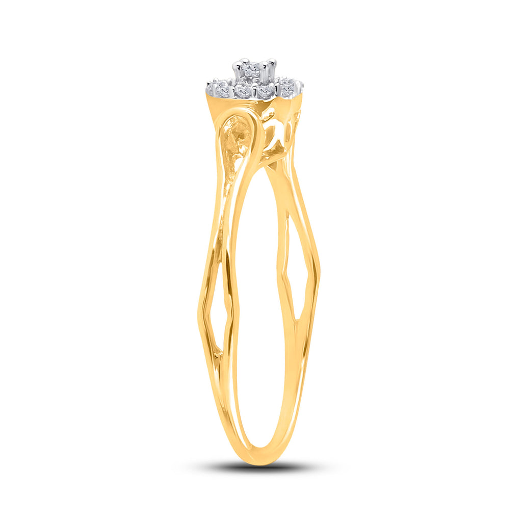 10kt Yellow Gold Womens Round Diamond Solitaire Promise Ring 1/10 Cttw