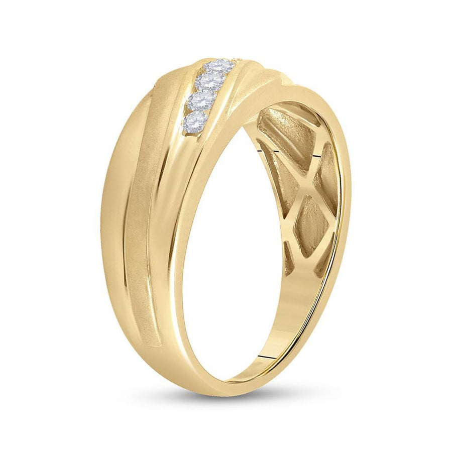10kt Yellow Gold Mens Round Diamond Diagonal Wedding Band Ring 1/2 Cttw