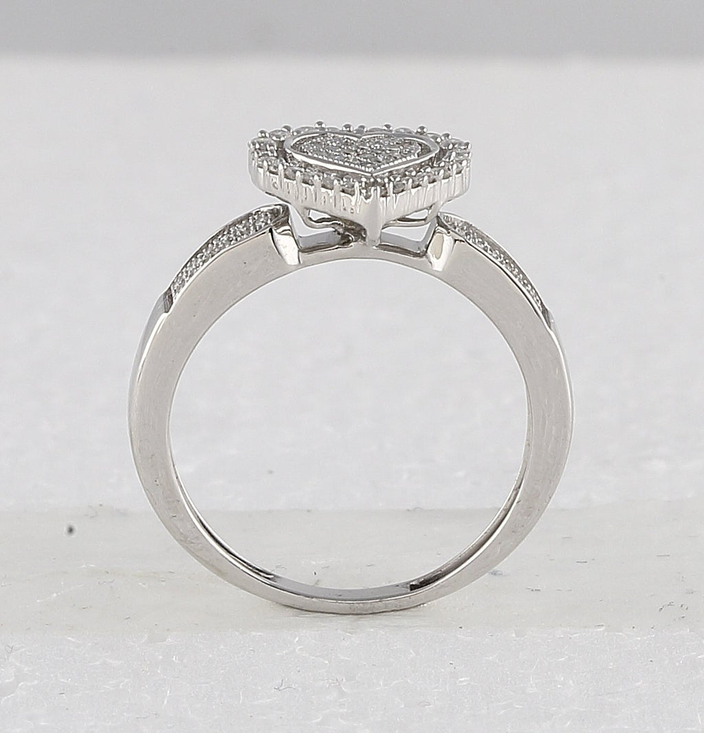 Sterling Silver Round Diamond Heart Bridal Wedding Ring Band Set 3/8 Cttw