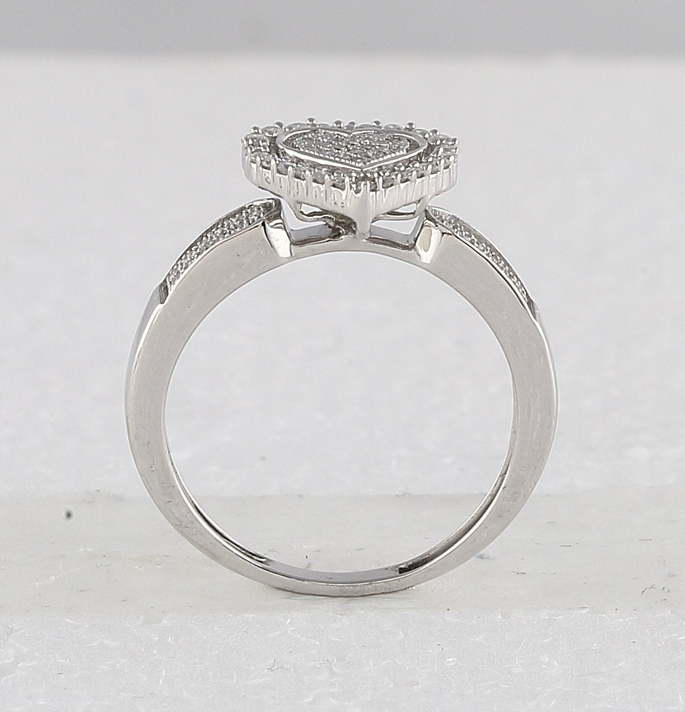 Sterling Silver Round Diamond Heart Bridal Wedding Ring Band Set 3/8 Cttw