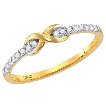 14kt Yellow Gold Womens Round Diamond Infinity Stackable Band Ring 1/10 Cttw