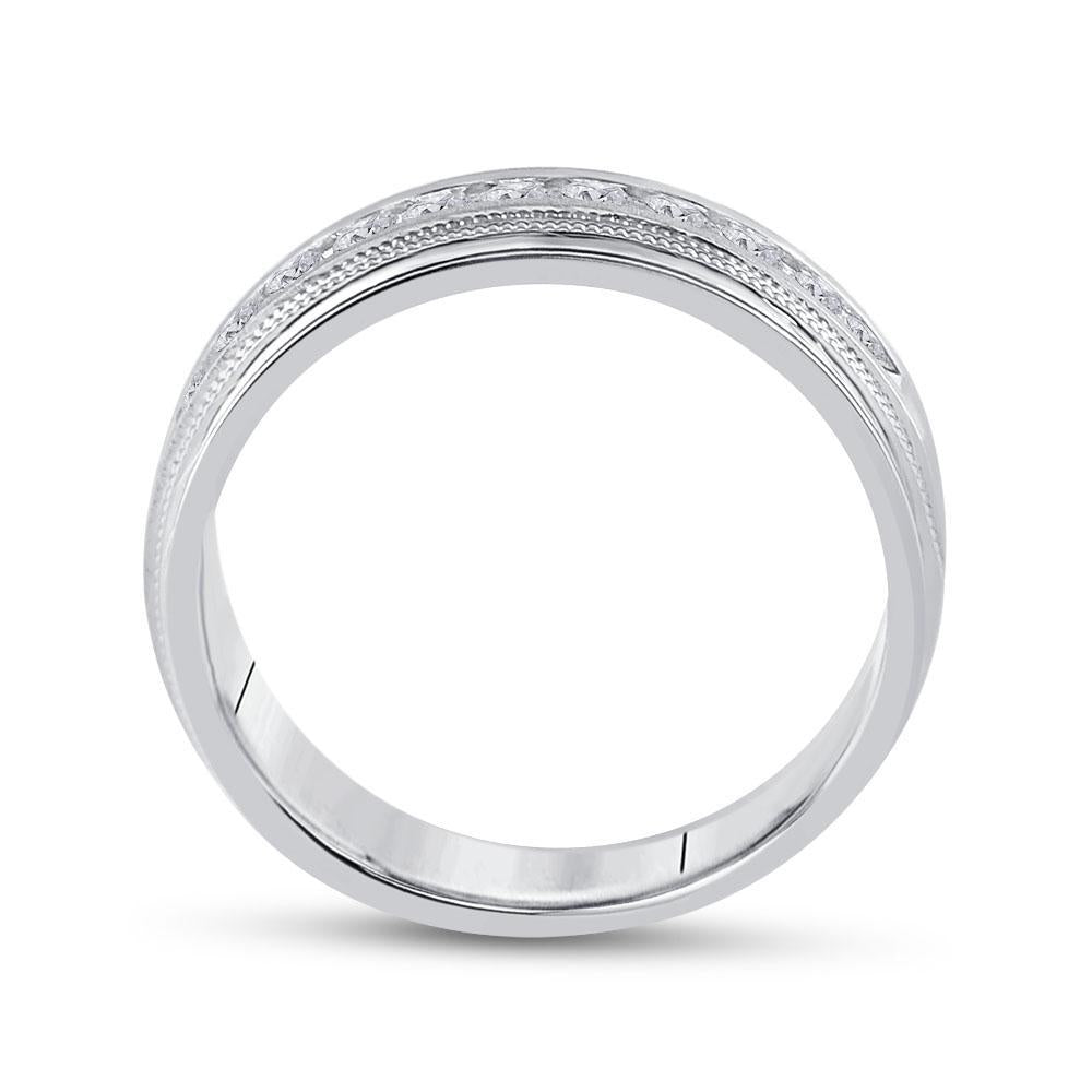 10kt White Gold Mens Round Diamond Wedding Single Row Band Ring 1/2 Cttw