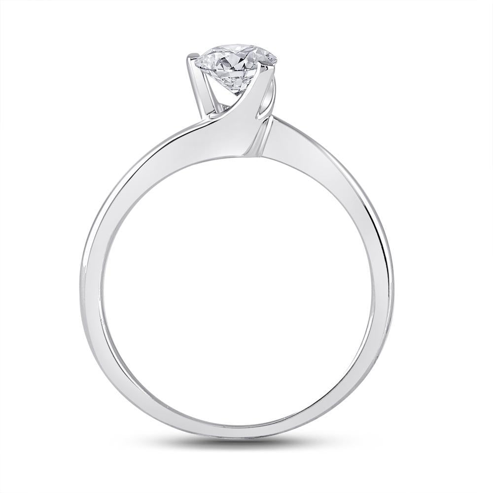 14kt White Gold Womens Round Diamond Solitaire Bridal Wedding Engagement Ring 1/2 Cttw