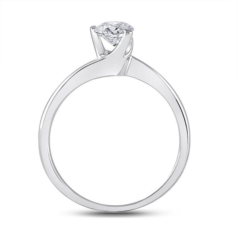 14kt White Gold Womens Round Diamond Solitaire Bridal Wedding Engagement Ring 1/2 Cttw