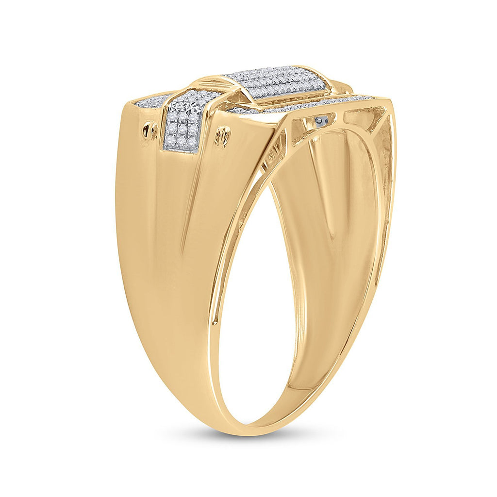 10kt Yellow Gold Mens Round Diamond Fashion Ring 1/3 Cttw
