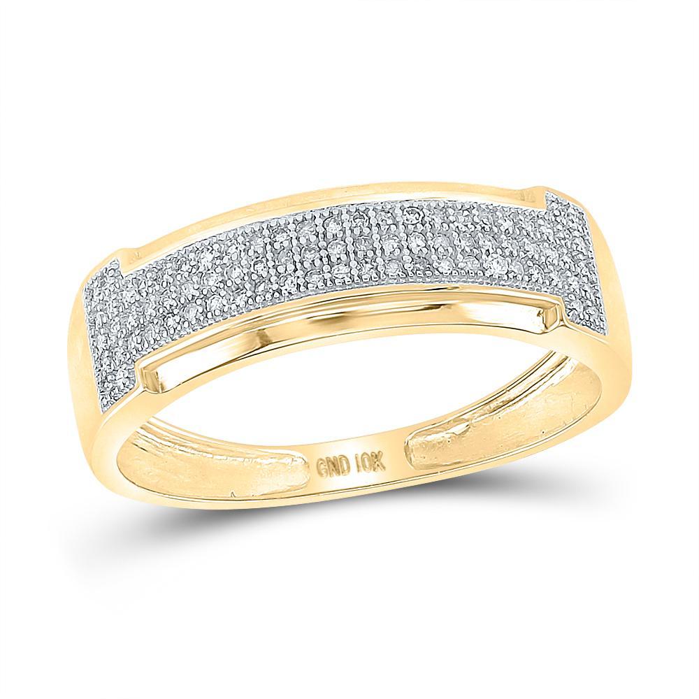 10kt Yellow Gold His Hers Round Diamond Heart Matching Wedding Set 1/2 Cttw