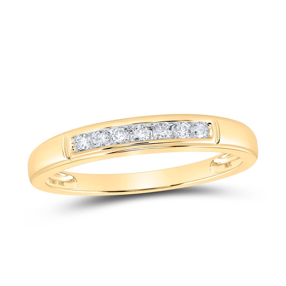 10kt Yellow Gold His Hers Round Diamond Square Matching Wedding Set 3/4 Cttw