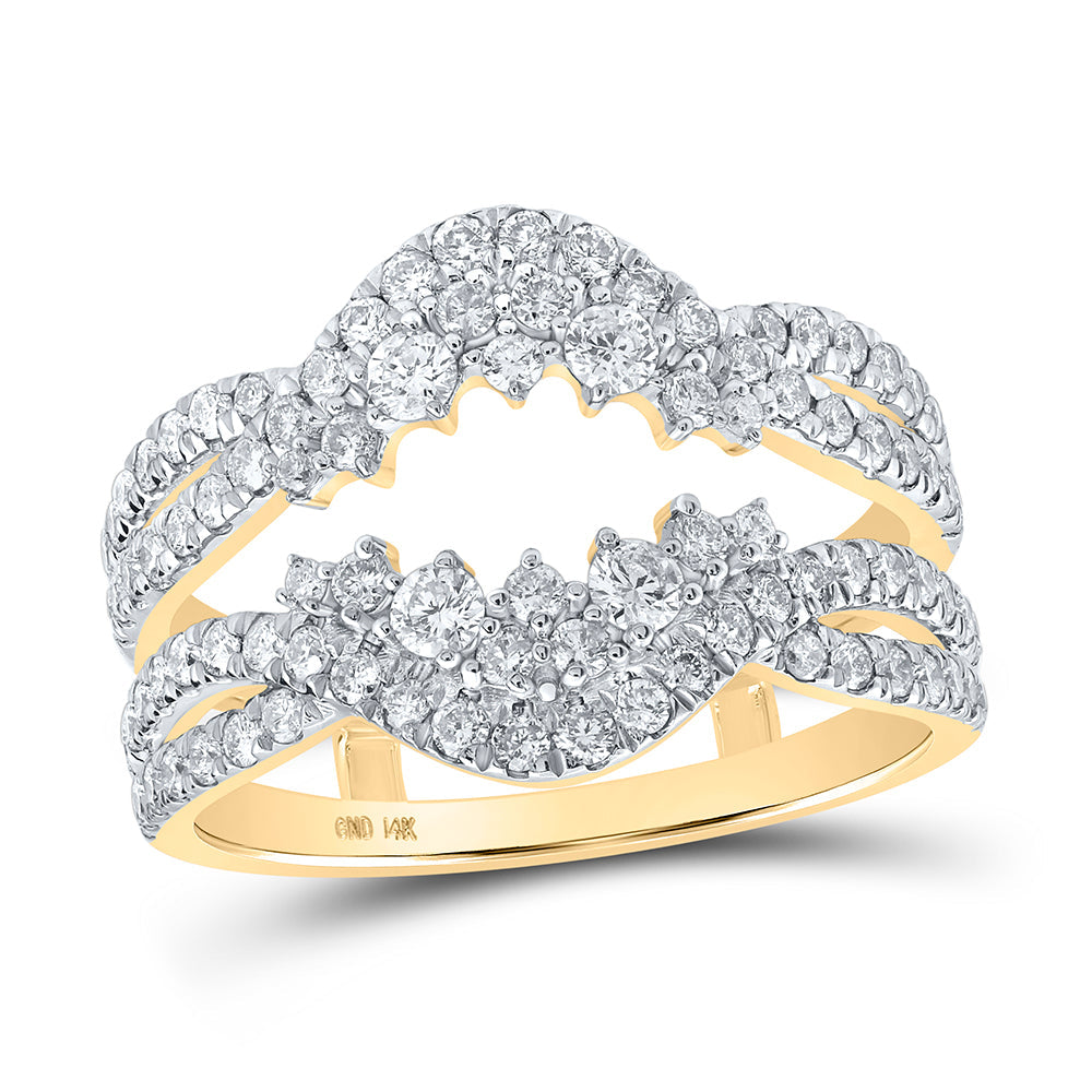 14kt Yellow Gold Womens Round Diamond Wrap Enhancer Wedding Band 1 Cttw