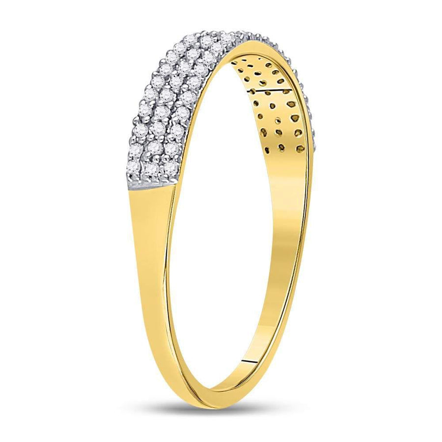 10kt Yellow Gold Womens Round Diamond 3-Row Anniversary Ring 1/5 Cttw