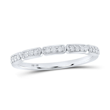 10kt White Gold Womens Round Diamond Stackable Band Ring 1/8 Cttw