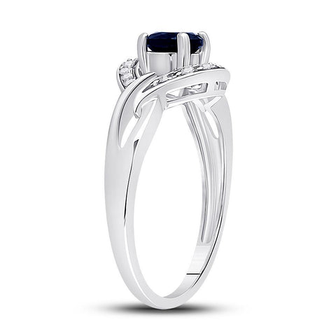 Sterling Silver Womens Round Synthetic Blue Sapphire Solitaire Diamond Ring 5/8 Cttw