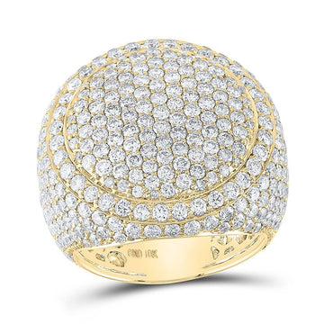 10kt Yellow Gold Mens Round Diamond Circle Pave Cluster Ring 8-1/4 Cttw