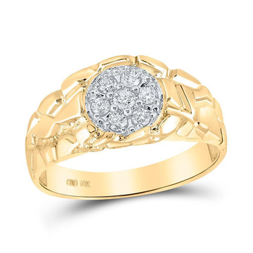 10kt Yellow Gold Mens Round Diamond Cluster Nugget Band Ring 1/4 Cttw