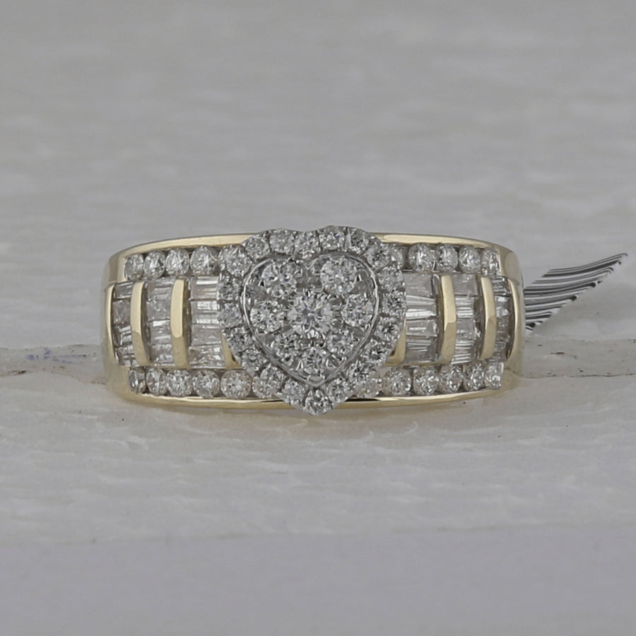 10kt Yellow Gold Round Diamond Heart Bridal Wedding Engagement Ring 1 Cttw