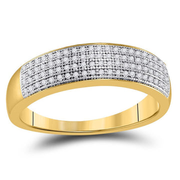 10kt Yellow Gold Mens Round Pave-set Diamond Wedding Band Ring 1/4 Cttw