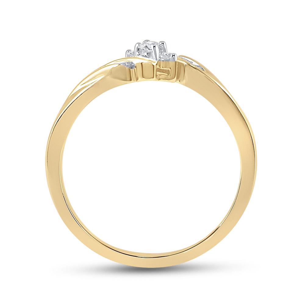 10kt Yellow Gold Womens Round Diamond 3-stone Promise Ring 1/10 Cttw