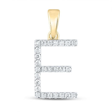 14kt Yellow Gold Womens Round Diamond E Initial Letter Pendant 1/4 Cttw