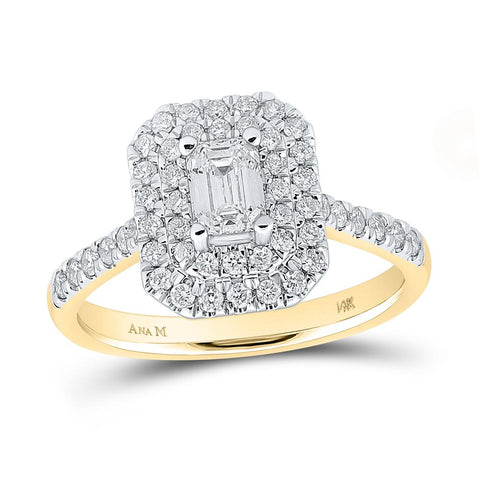 14kt Yellow Gold Emerald Diamond Halo Bridal Wedding Engagement Ring 1 Cttw