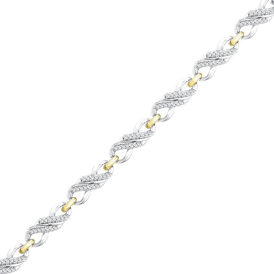 10kt Two-tone Gold Womens Round Diamond Infinity Bracelet 1/2 Cttw