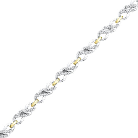 10kt Two-tone Gold Womens Round Diamond Infinity Bracelet 1/2 Cttw