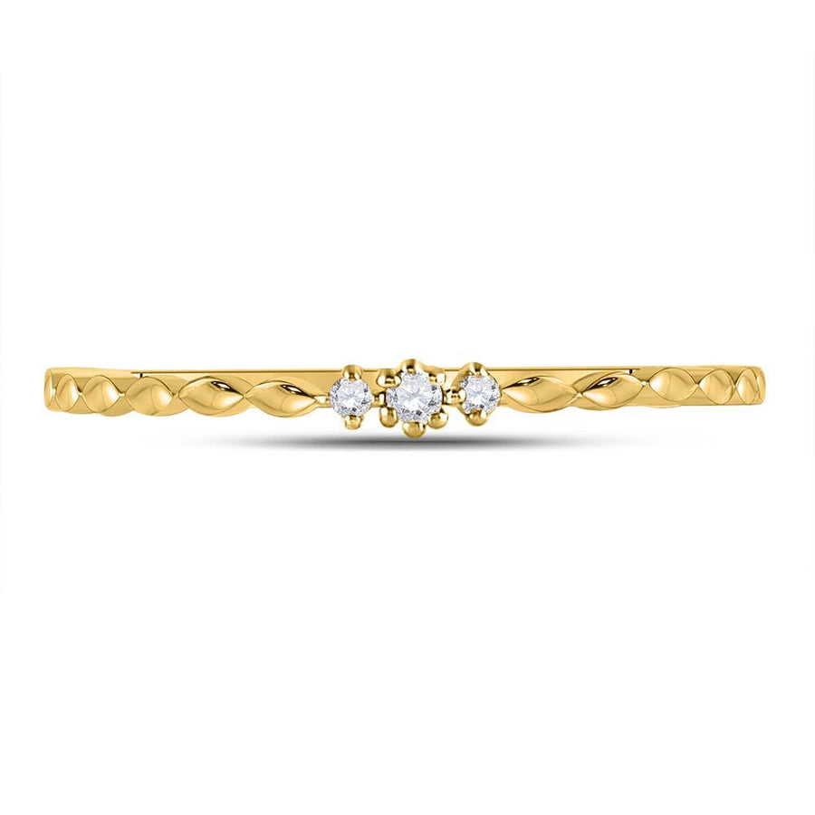 10kt Yellow Gold Womens Round Diamond Stackable Band Ring .03 Cttw