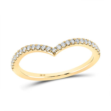 10kt Yellow Gold Womens Round Diamond Chevron Stackable Band Ring 1/5 Cttw