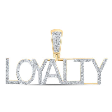 10kt Yellow Gold Mens Round Diamond Loyalty Phrase Charm Pendant 1/3 Cttw