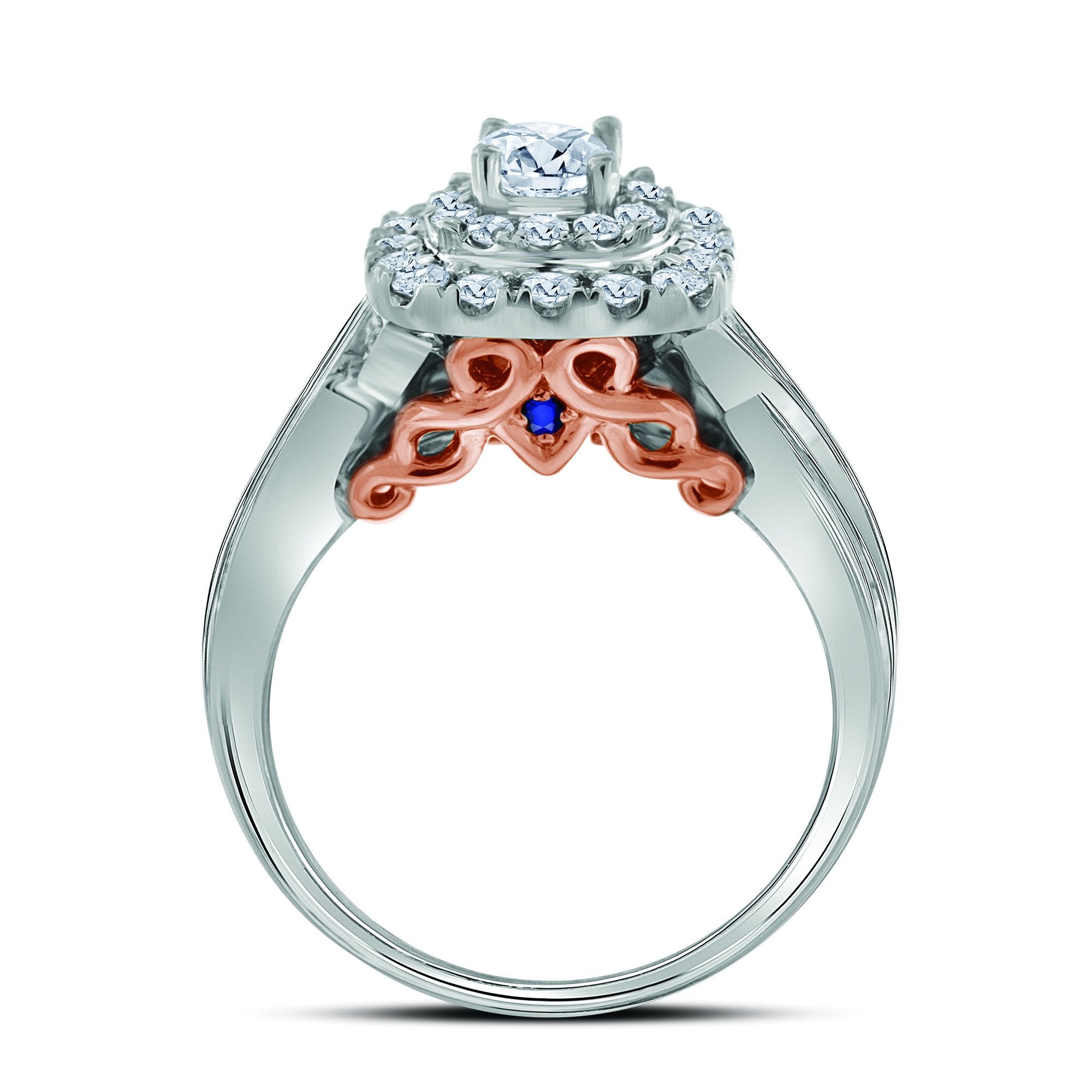 14kt Two-tone Gold Round Diamond Bridal Wedding Ring Band Set 1 Cttw