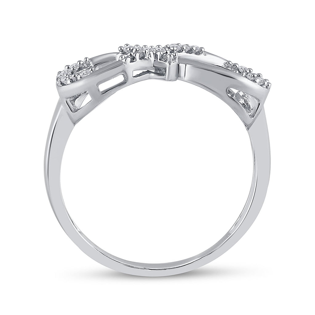 10kt White Gold Womens Round Diamond Cross Infinity Ring 1/10 Cttw