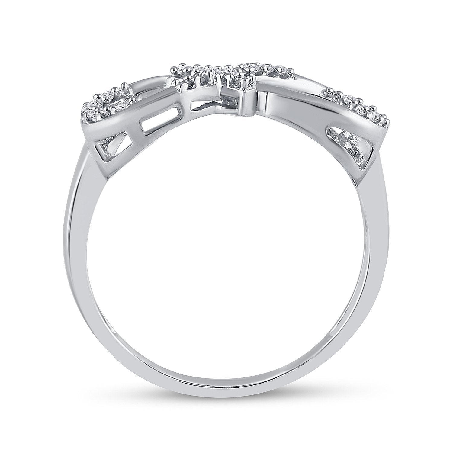 10kt White Gold Womens Round Diamond Cross Infinity Ring 1/10 Cttw