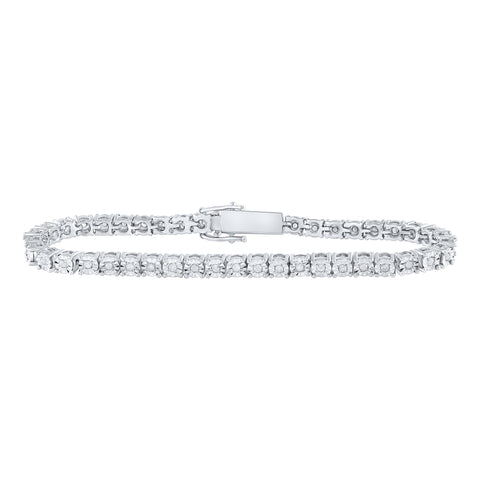 Sterling Silver Womens Round Diamond Fashion Bracelet 1 Cttw