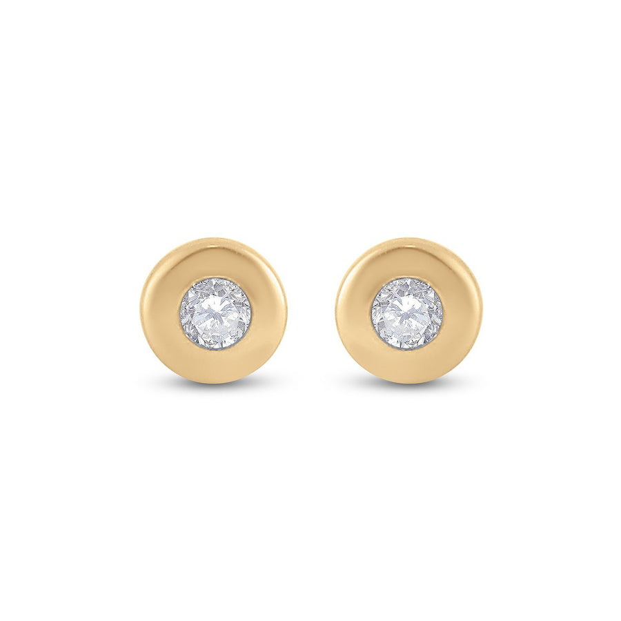 14kt Yellow Gold Womens Round Diamond Solitaire Earrings 1/10 Cttw