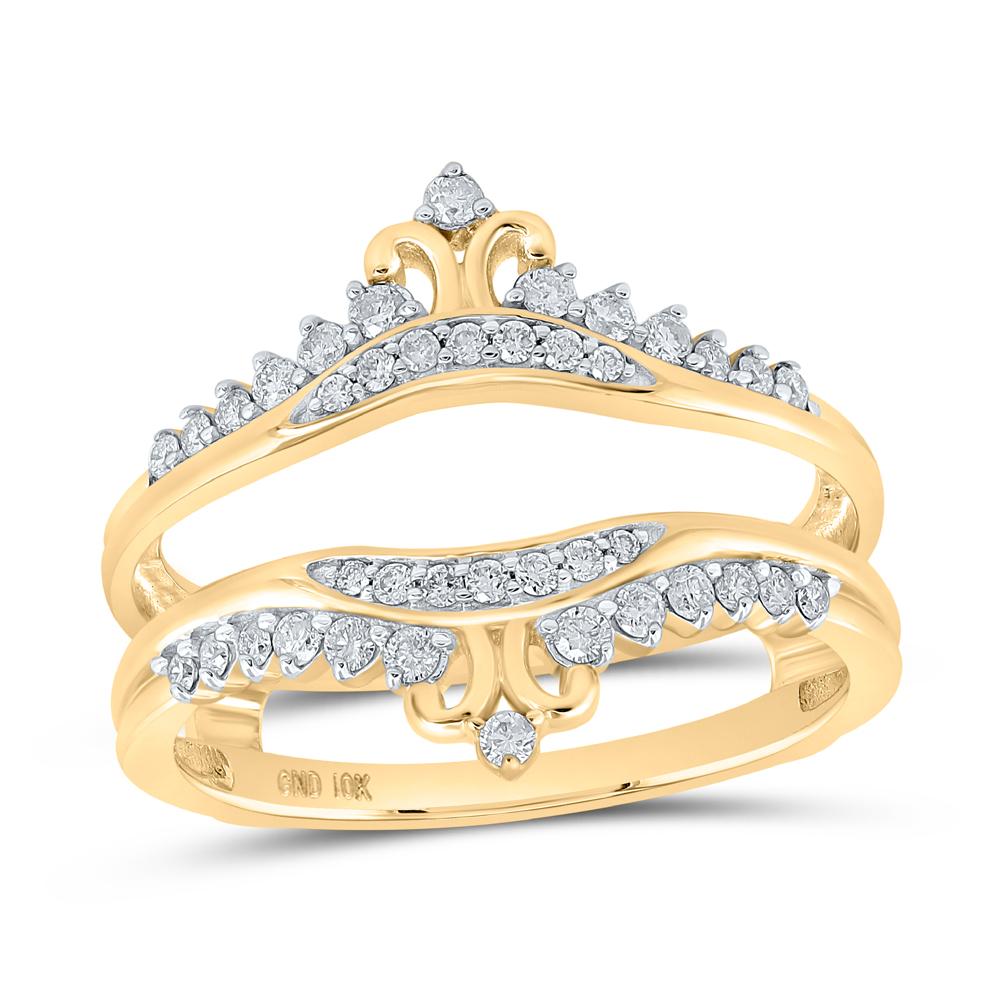 10kt Yellow Gold Womens Round Diamond Wrap Enhancer Wedding Band 1/3 Cttw