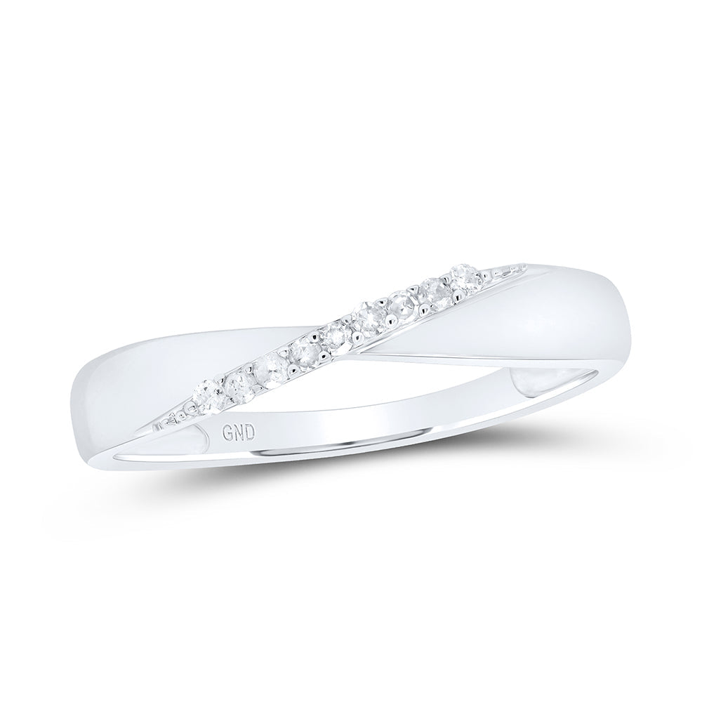 Sterling Silver Womens Round Diamond Band Ring 1/20 Cttw