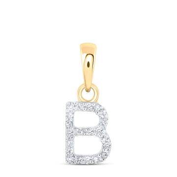 10kt Yellow Gold Womens Round Diamond B Initial Letter Pendant 1/20 Cttw