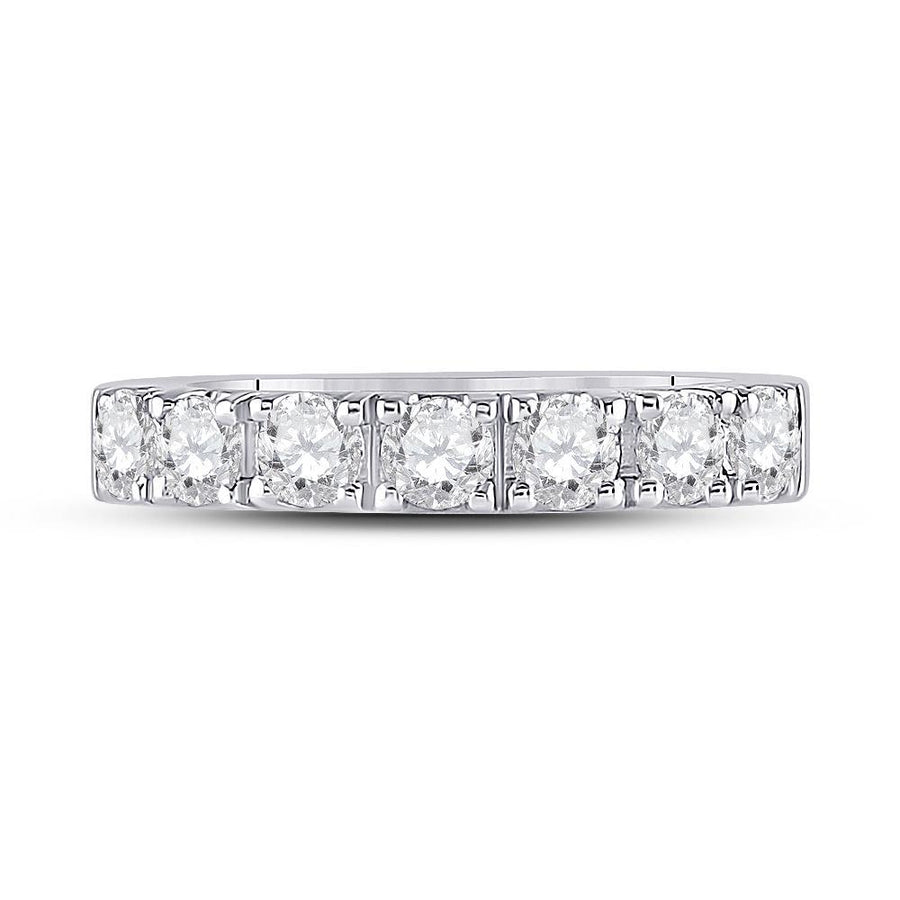 14kt White Gold Womens Round Diamond Single Row Band Ring 1 Cttw